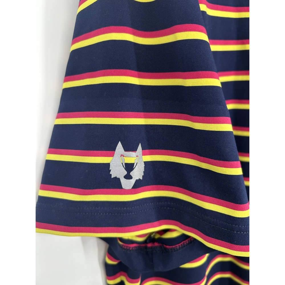 Greyson Striped Short Sleeve Polo Shirt Colorful Performance Logo Size Large - Picture 4 of 6
